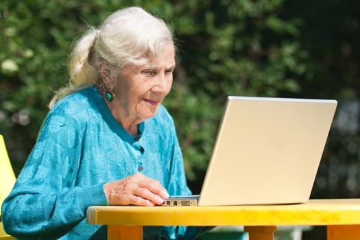 The grandmother with notebook