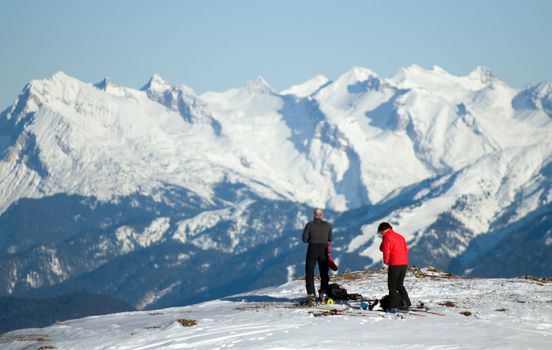 Two alpinists preparing for futher trip