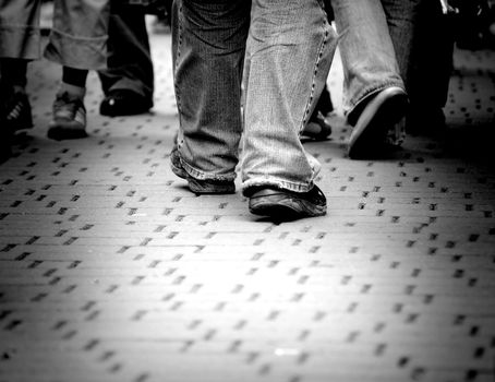 Walking through the street crowd