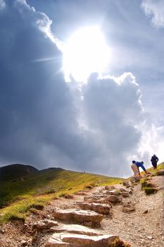 Tatra Mountains rainy landscape and hiking trail