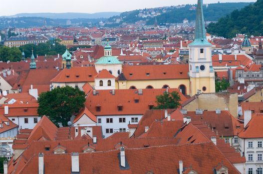 Architecture in Prague, Mala Strana. View from Hradcany.