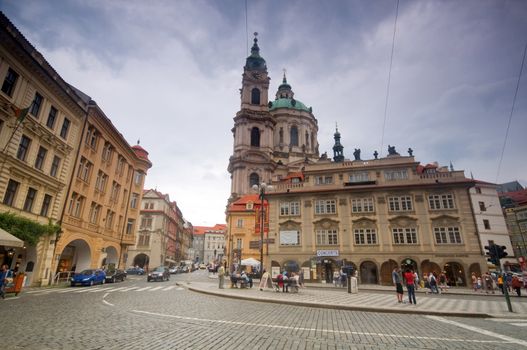 Prague. Malostranske square, St. Nicholas Church in background