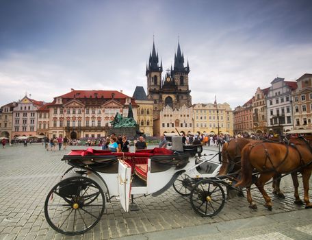 Prague. Staromestske namesti - Old city square, Tyn church