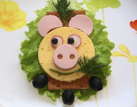 Sandwich - pig snout, food for children