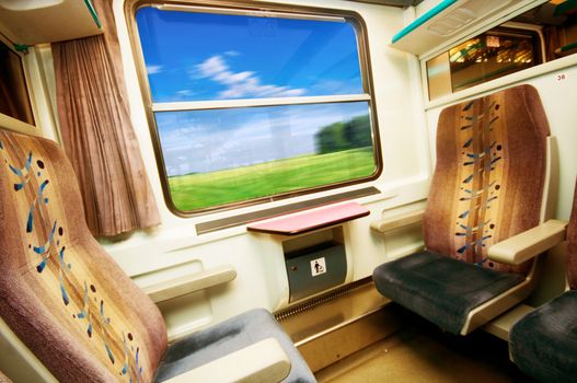 Travel in comfortable train. View from inside