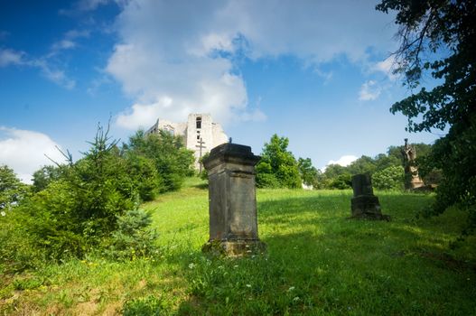 Ruins of old castle and cemetery. Kazimierz Dolny, Poland