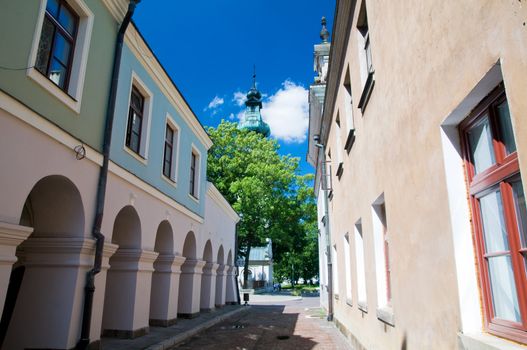 Historic buildings in the Old Town. Zamosc, Poland