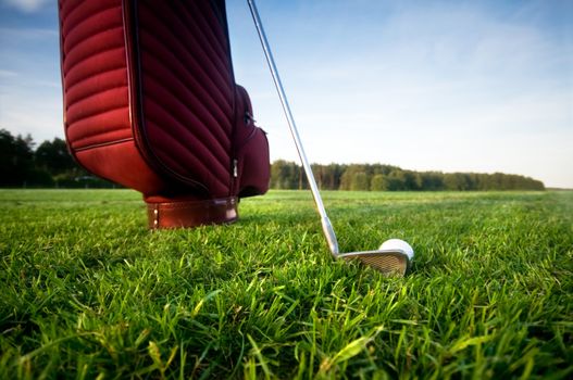 Professional golf gear on the golf field.