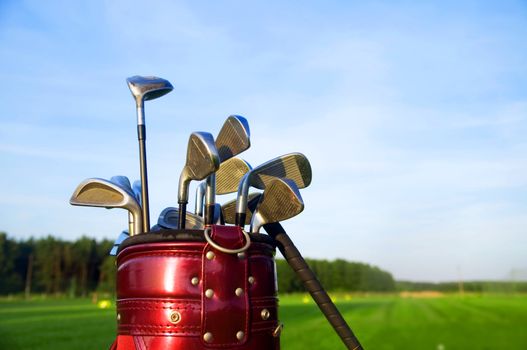 Professional golf gear on the golf field.