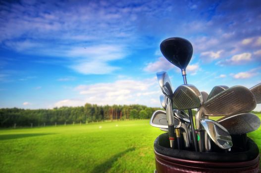 Professional golf gear on the golf field.