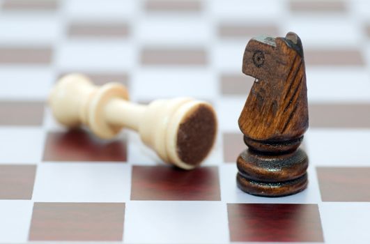 Winner and loser concept. Chess checkers