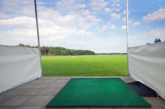 Professional golf field, training area.