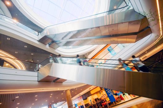 Modern shopping mall. The escalators