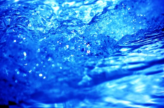 Refreshing water power. Clean blue water background