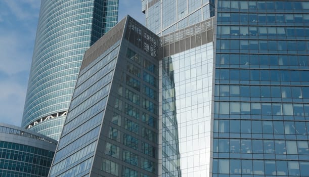 Office buildings of Moscow business center in winter sunny day