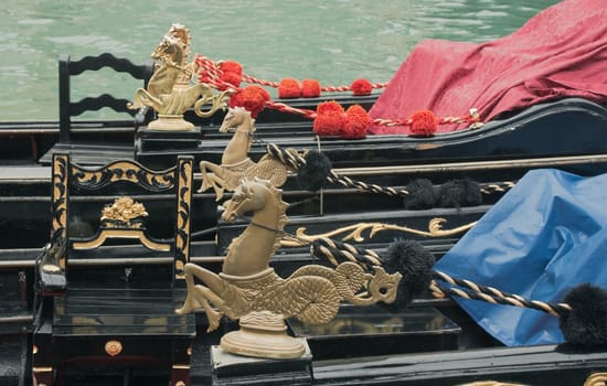 Parts of Venetian gondolas decoration in the form of bronze horses.
