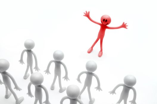 Leadership concept. A leader with army of people