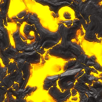 A 3d illustration of some hot flowing lava.