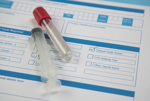 Pathology request form with tick for Sexual Health Screen.