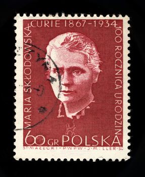 old polish postage stamp commemorating marie curie