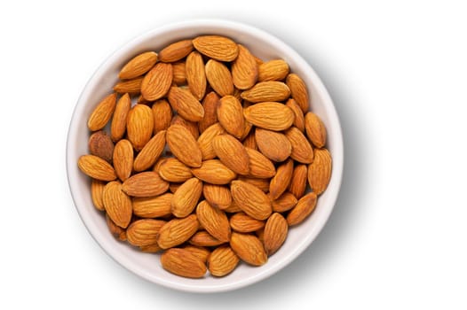 Almonds in a dish with clipping path