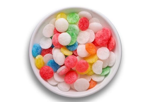 Candies in a dish closeup - with clipping path