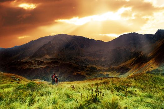 Mountains sunset landscape. Tatra colorful picture