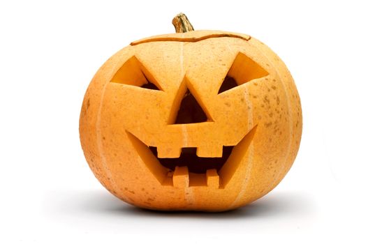Halloween scary pumpkin face isolated on white