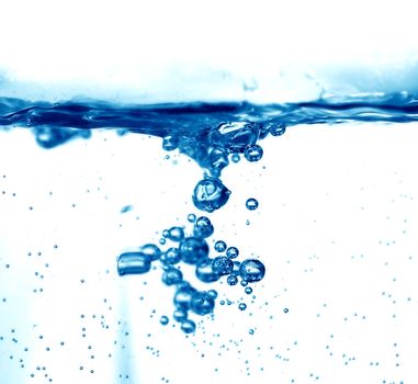 Fresh water splash background with many bubbles