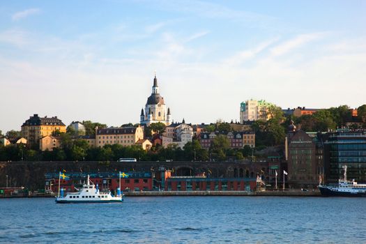 Stockholm, Sweden in Europe. Waterfront view on architecture
