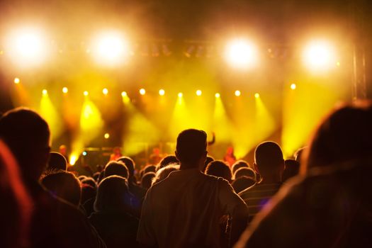 Crowds of people having fun on a music concert