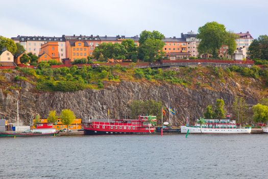 Stockholm, Sweden in Europe. Waterfront view on architecture