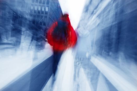 People in rush, downtown, motion blured. Conceptual
