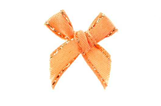 orange ribbon bow isolated on white background.