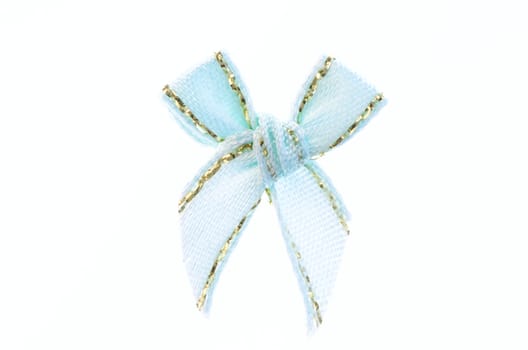 blue ribbon bow isolated on white background.