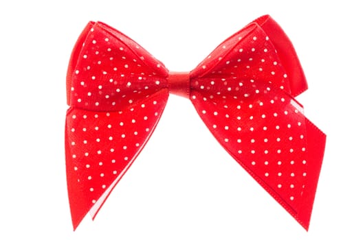 Red ribbon bow isolated on white background.