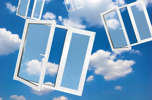Windows to new world. Easy editable image.
