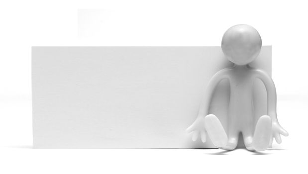 A white blank card for use in advertisement etc