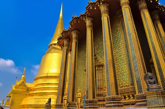 Detail of temple in Grand palace temple in Bangkok, Thailand