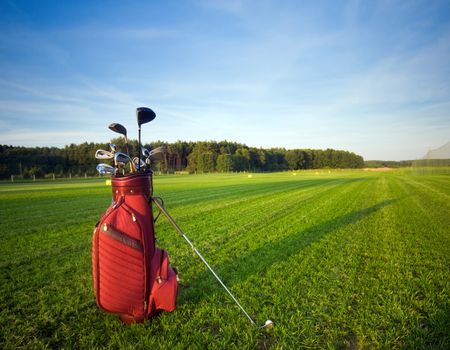 Professional golf gear on the golf field.