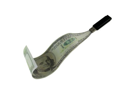 dollar flying out of the storage on a white background