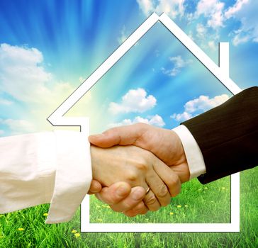 Housing deal. Conceptual image of buying, selling new house