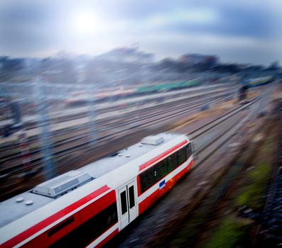 Fast train with motion blur