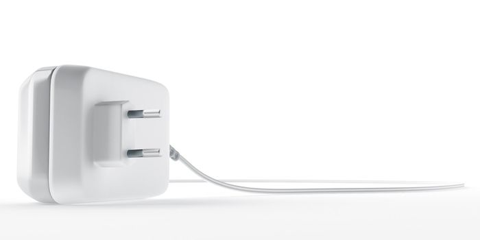 electric plug for electronic devices on white background