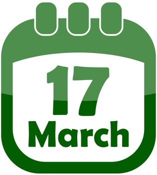 icon of March 17 in a calendar vector illustration