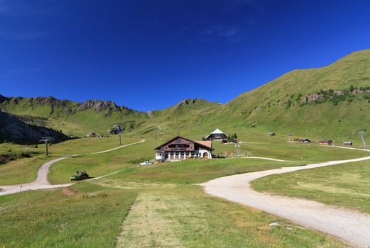 summer landscape in Ciampac of Canazei, Fassa Valley, Italian Dolomites