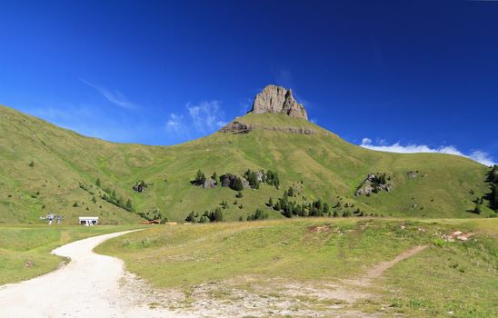 summer landscape in Ciampac of Canazei, Fassa Valley, Italian Dolomites