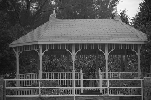 image of black and white old pavilion in Thailand