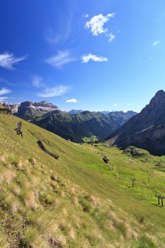 summer landscape in Ciampac of Canazei, Fassa Valley, Italian Dolomites