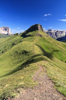 summer landscape of Italian Dolomites from Fassa valley